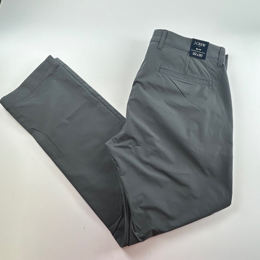 J.Crew Men's 32x30 Flex Tech Pants Slim Fit Gray Performance Chino NEW